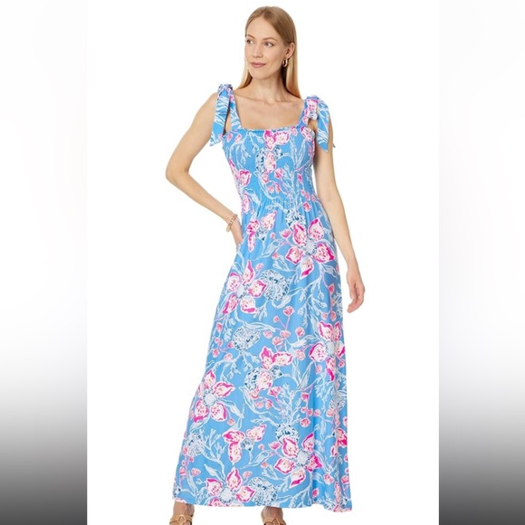 NWT LILLY PULITZER Kailua Smocked Maxi Dress Bahamian Rhapsody Size Small $178. - Picture 1 of 10